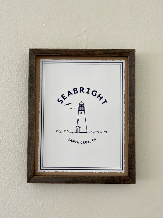 Seabright Beach, Santa Cruz, CA poster featuring Walton Lighthouse